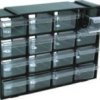 SZUF-P16C Regał z tworzywa 160x220x70mm - czarny - 16 mini szufladek przezroczystych