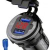 Ładowarka 2xUSB QC 3.0;+woltomierz; metalowa;czerwony;wyłącznik;12-24V