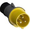 Złącze przemysłowe - zasilające 16A Wtyczka 110 V 2P + E Męski Amphenol Industrial Żółty Montaż na kablu IP44