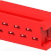 Pin header, 8 pole, pitch 1.27 mm, straight, red, 7-215083-8