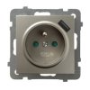 AS Gniazdo pojedyncze z uziemieniem z przesłonami torów prądowych z ładowarką USB satyna light GP-1GZPUSB/m/45 OSPEL