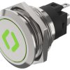 Podświetlany łącznik przyciskowy Chwilowy SPDT średnica wycięcia 22.3mm, montaż panelowy EAO