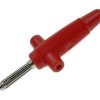 Wtyk bananowy; 4mm; BUELA-300 931667101; czerwony; 60mm; lutowany; wtykany (gniazdo bananowe 4mm); 30A; 60V; mosiądz niklowany;