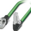 Patch cable, RJ45 plug, straight to RJ45 plug, angled, Cat 5, SF/TQ, PVC, 1 m, green, 1113290