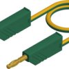 Measuring lead with (4 mm plug, spring-loaded, straight) to (4 mm plug, spring-loaded, straight), 0.5 m, green/yellow, PVC, 2.5