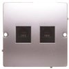 Simon Basic Gniazdo telefoniczne RJ12 podwójne srebrny mat BMT2.02/43