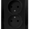 QUADRA Gniazdo podwójne b/u czarne matowe
