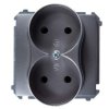 Simon Basic Gniazdo podwójne b/u 16A IP20 stal inox BMG2M.01/21