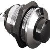 Vandal-proof pushbutton, 1 pole, black, unlit , 2 A/110 V, mounting Ø 19.2 mm, MP0012
