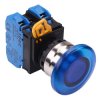 YW4L-A4E20Q3S Blue 12V illuminated 22mm Metal Bezel Mushroom Maintained Push Button Switch 2NO IP65 IDEC
