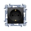 Simon 10 Gniazdo wtyczkowe Schuko pojedyncze z przesłonami (moduł) 16A, 250V, zaciski śrubowe czarny mat CGSZ1Z.01/49