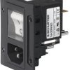 Combination element plug C14, 3 pole, screw mounting, plug-in connector 6.3 x 0.8, black, 3-130-512