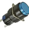 Przełącznik; przyciskowy; LAS1-AY-11Z/B/24V; ON-ON; niebieski; podświetlenie LED 24V; niebieski; do lutowania; 2 pozycje; 5A; 25