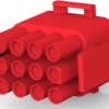 Plug housing, 12 pole, pitch 6.35 mm, straight, red, 1-480708-2