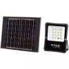 Naświetlacz LED SMD 12W 1200lm 6400K 10000mAh IP65 czarny barwa CW biała zimna z panelem solarnym VT-55100 V-TAC
