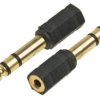 Przejściówka wtyk Jack 6,35mm stereo - gniazdo Jack 3,5mm stereo, złoto-czarne