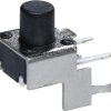Short-stroke pushbutton, 1 Form A (N/O), 50 mA/12 VDC, unlit , actuator (black, L 3.85 mm), 1.6 N, THT, 1301.9501