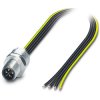 Sensor actuator cable, M12 panel plug, straight to open end, 4 pole, 0.5 m, 12 A, 1239445