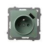 AS Gniazdo pojedyncze z uziemieniem z przesłonami torów prądowych, z ładowarką USB zielony mat GP-1GZPUSB/m/84