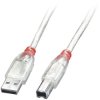 LINDY 41750 USB cable USB 2.0 USB-A plug, USB-B plug 0.20 m Transparent
