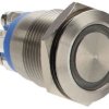 Vandal-proof pushbutton, 1 pole, blue, illuminated  (blue), 0.5 A/24 V, mounting Ø 19 mm, IP66, MPI002/TERM/BL