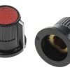 Pokrętło potencjometru oś: 4mm średnica: 12mm Okrągłe Plastik Czarny, czerwony RS PRO