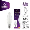 Żarówka LED E14 IQ-LED C35E14 5,9W-NW 806lm 4000K barwa neutralna Ra90 3 lata Gwarancji świeczka 36686
