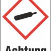 Hazardous goods sign, symbol: GHS04/text: "Achtung", (W) 26 mm, plastic, 013.27-9-37X26-W1 / 36 ST