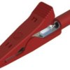 Miniature alligator clip, red, max. 4 mm, L 41.5 mm, CAT O, socket 2 mm, 930317801