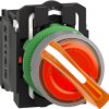 Toggle switch, 2 positions, illuminable, latching, 1 Form A (N/O) + 1 Form B (N/C), waistband round, orange, front ring gray, 90