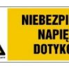ZNAK - HB015 Niebezpieczne napięcie dotykowe 45 x 15 cm FN - Folia samoprzylepna