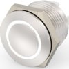 Vandal-proof pushbutton, 1 pole, silver, illuminated  (white), 0.4 A/36 V, mounting Ø 16 mm, IP67, 2213774-2