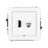 DECO Gniazdo pojedyncze HDMI 2.1 8K i gniazdo komputerowe pojedyncze 1xRJ45 kat 6A 8 stykowe bez pola opisowego biały mat 25DGHK