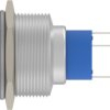 Vandal-proof pushbutton, 1 pole, silver, illuminated  (blue), 3 A/250 VAC, mounting Ø 23.7 mm, IP67, 2317658-5
