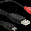 82447 Delock Cable 2 x USB2.0-A male > USB mini 5-pin
