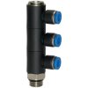 L multiple distributor, L 79.5 mm, 10 bar, plastic/brass, nickel-plated, for hose, 109678