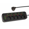 Listwa Zasilająca 3m 5-Gniazd PS-530S Czarna, 5 Gniazd USB, Wyłącznik