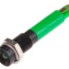 Lampka kontrolna do montażu panelowego 12V dc, zielona 6mm LED Czarny Końcówka lutownicza RS PRO