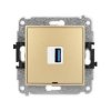 ICON Mechamizm gniazda pojedynczego USB A-A 3.0, bez pola opisowego złoty 29IGUSBBO-5