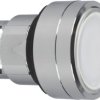 Pushbutton, illuminable, groping, waistband round, white, front ring silver, mounting Ø 22 mm, ZB4BA18