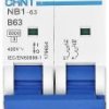 Wyłącznik automatyczny Chint NB1-63 2P B63 6kA DB 179654, 2 styki, 240 V, 415 V, 63 A