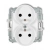 ICON Mechanizm gniazda podwójnego do ramki z uziemieniem 2x(2P+Z) (przesłony torów prądowych) biały IGPR-2zp