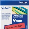 TZE-421 Laminated labelling tape, black on red, 9 mm