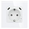 Gniazdko pojedyncze Schuko, 2x USB-C 20W - watomierz - ZigBee - szklana ramka - biały - Tawoia Glass