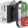 Przycisk podwójny BACO L61QK21L, 53,9 mm, 22,3 mm, IP66, I / O, max 600 V, 1 NO, 1 NC