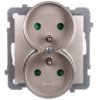 As Gniazdo Podwójne Z/U Z Przesłonami Satyna Light Gp-2Grzp/M/45