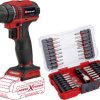 Wiertarko-wkrętarka akumulatorowa Einhell Power X-Change TE-CD 18/40 Li BL 2525945+2936799 18 V w tym 33 sztuki. Zestaw