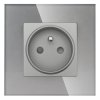 Gniazdo elektryczne pojedyncze z bolcem - szklana ramka - szare - Tawoia Glass