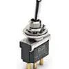 Toggle switch, metal, 1 pole, groping/latching, (On)-Off-(On), 6 A/250 VAC, silver-plated, 5-6437630-5