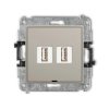 MINI Mechanizm gniazda podwójnego 2xUSB A-A 2.0, bez pola opisowego taupe 60MGUSBBO-2